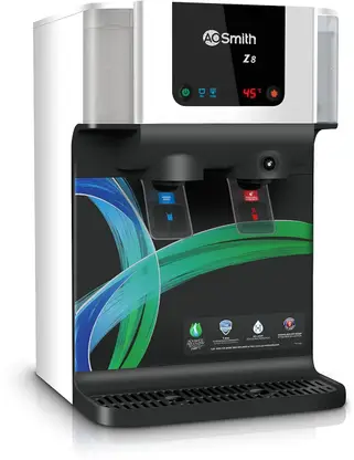 AO Smith Z8 10 L RO + SCMT Water Purifier | Hot + Normal Water| Baby-Safe Water with 8 Stage Purification| Wall Mount + Table Top Placement| Suitable for all - Borewell, Tanker, Municipality Water  (Black)