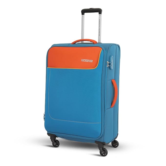 American Tourister Jamaica 80 CM Large Check-in Polyester Softside Trolley Bag with Combination Lock, Luggage Bag with 4 Spinner Wheels for Smooth Travel, Trolley for Men & Women - Multi Colour