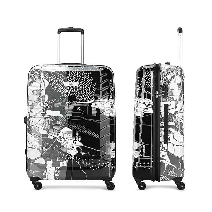 Skybags Acrylonitrile Butadiene Styrene (Abs) Trooper Large Check-in Size Hard Luggage (75Cm) | Luggage Trolley with 4 Spinner Wheels and Resettable Combination Lock | Black